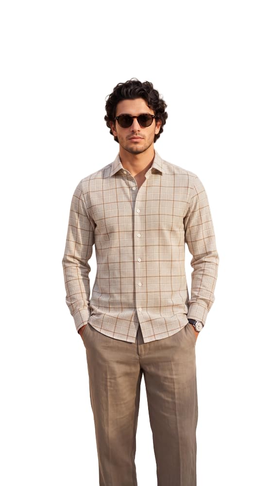 Check Slim Fit Cotton Shirts for Men - Full Sleeve Mens Casual Shirts-image-35
