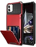 Vofolen Compatible with iPhone 12 Case 5G Wallet 4-Card Slot Credit Card Holder Flip Hidden Pocket Dual Layer Protective Back Cover Compatible with iPhone 12/12 Pro 5G 6.1inch Red