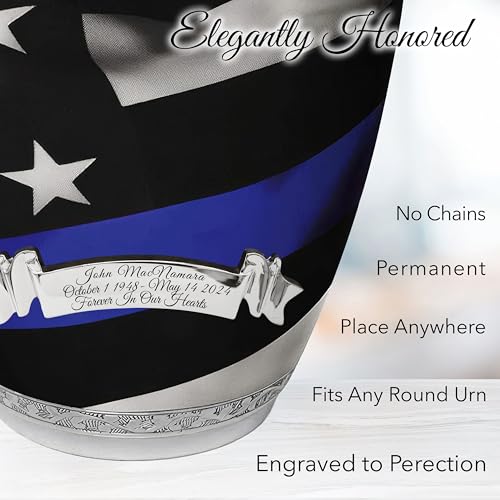 Image of Blue Line Flag Cremation Urns for Human Ashes Adult Man & Urns for Ashes