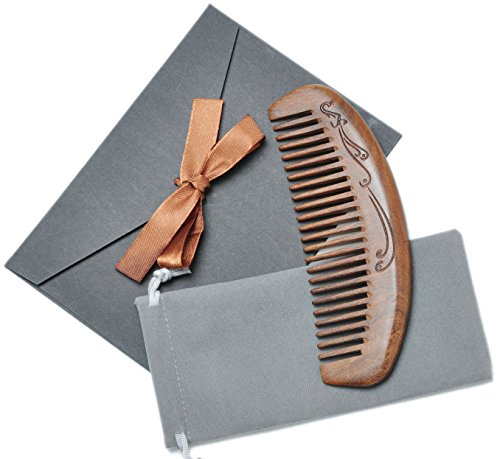 Wood Comb，Wooden hair comb，100% Natural Sucupira Comb-Anti Static-Wide tooth (Phoenix)