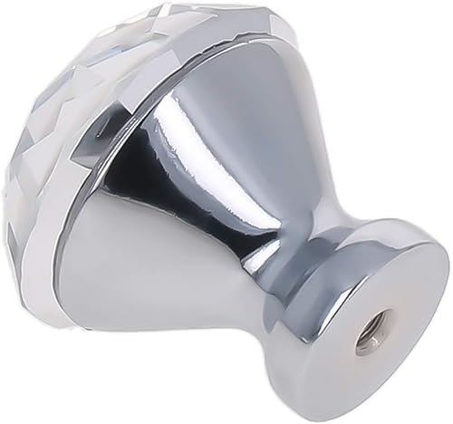 Miniatura 5 de MroMax Tirador de aleación de zinc de cristal, pomos para gabinete, cajones, armario, estantería, armario, base plateada, 4 unidades