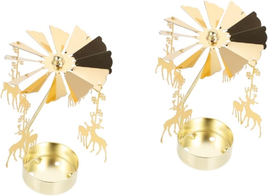 HOLIDYOYO Pack of 2 Elk Lantern Tea Light Reindeer Candle Holder