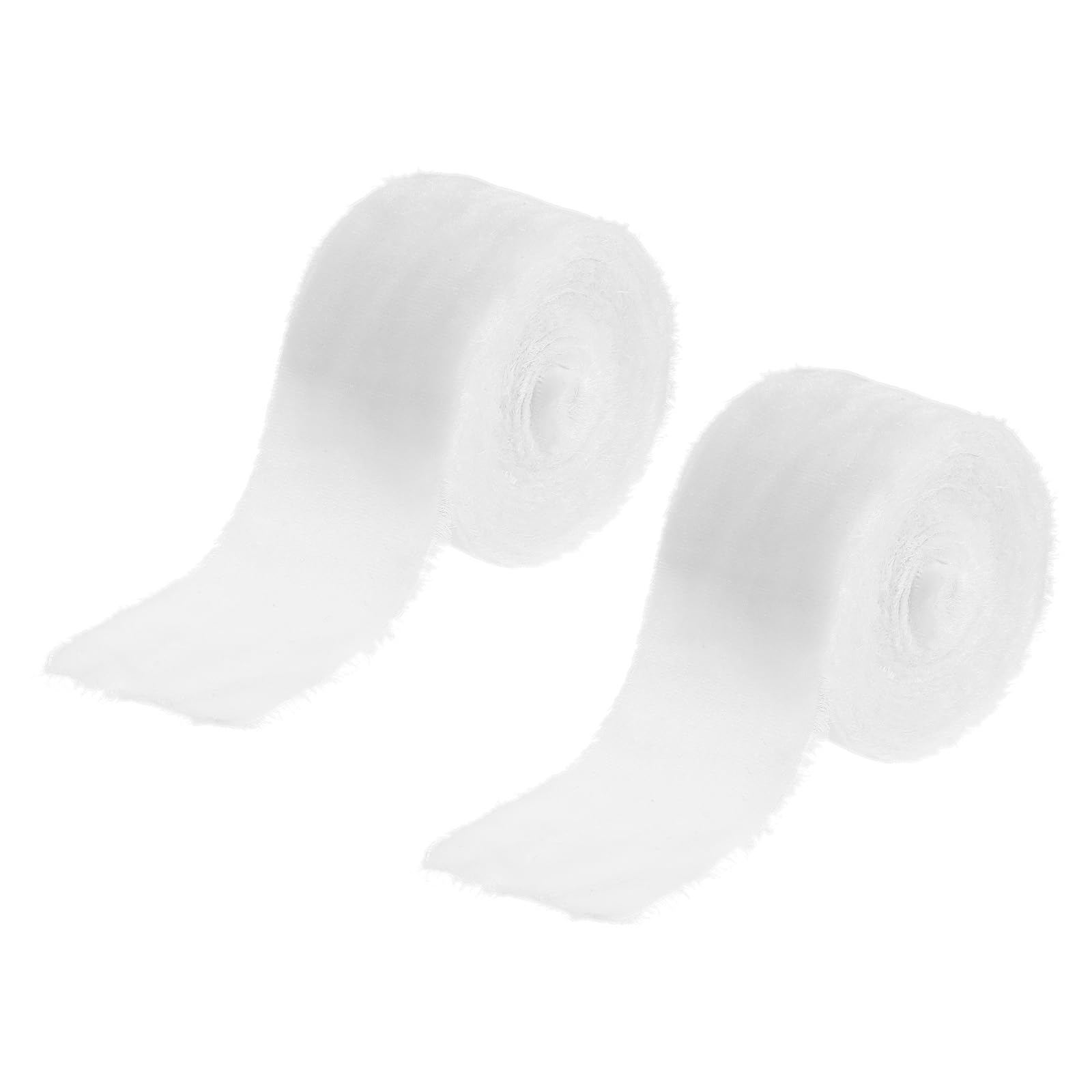 Ruban en velours effiloché blanc doux lot de 2 pour créations artisanales