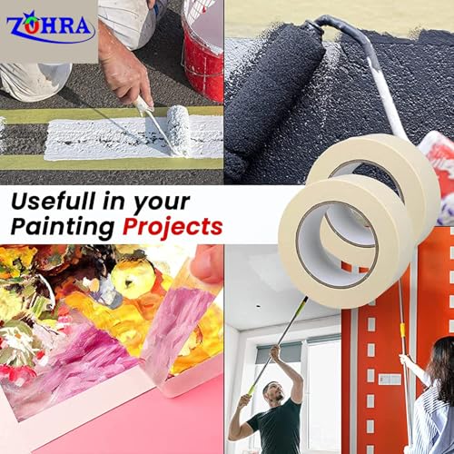 Image of ZOHRA Masking Tape - 20 Meters in Length 24mm / 1 inch Width - 2 Rolls Per Pack - Easy Tear Tape, Best for Carpenter, Labelling, Painting and leaves no residue after a peel. (4)
