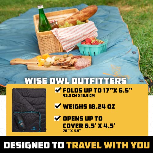 Wise-Owl-Outfitters-Nylon-Camping-Blanket-Packable-Waterproof-Camping-Quilt-Stadium-Blanket-Backpacking-Camping-Travel-and-Hiking