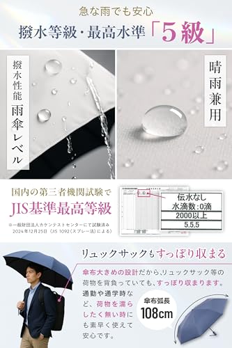 ザ クラシックトーキョー 完全遮光 UVカット率100%認証 日傘 折りたたみ傘 晴雨兼用 日傘兼用雨傘 レディース 男女兼用 ワンタッチ自動開閉 サイズ大きめしっかり丈夫な370g の商品画像 4