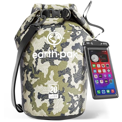 Image of Earth Pak Waterproof Dry Bag - Roll Top Waterproof Backpack Sack Keeps Gear Dry for Kayak with Waterproof Phone Case
