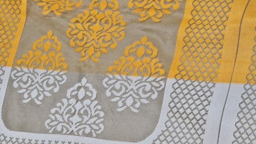Image of Fab Nation Sofa Cover L Shape 7 Seater with Corner L Type Fully Covered Sofa Set for Living Room | Cotton Sofa Slipcovers for 4 + 3 Seaters Cover Set | Yellow