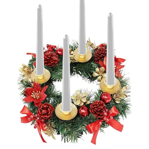 Anillos de coronas de velas navideñas con diseño denso para centros de mesa 2