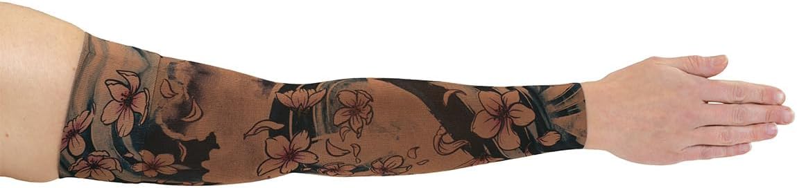 Lymphedivas Cherry Blossom Mocha Medical Graduated Compression Arm Sleeve for Lymphedema
