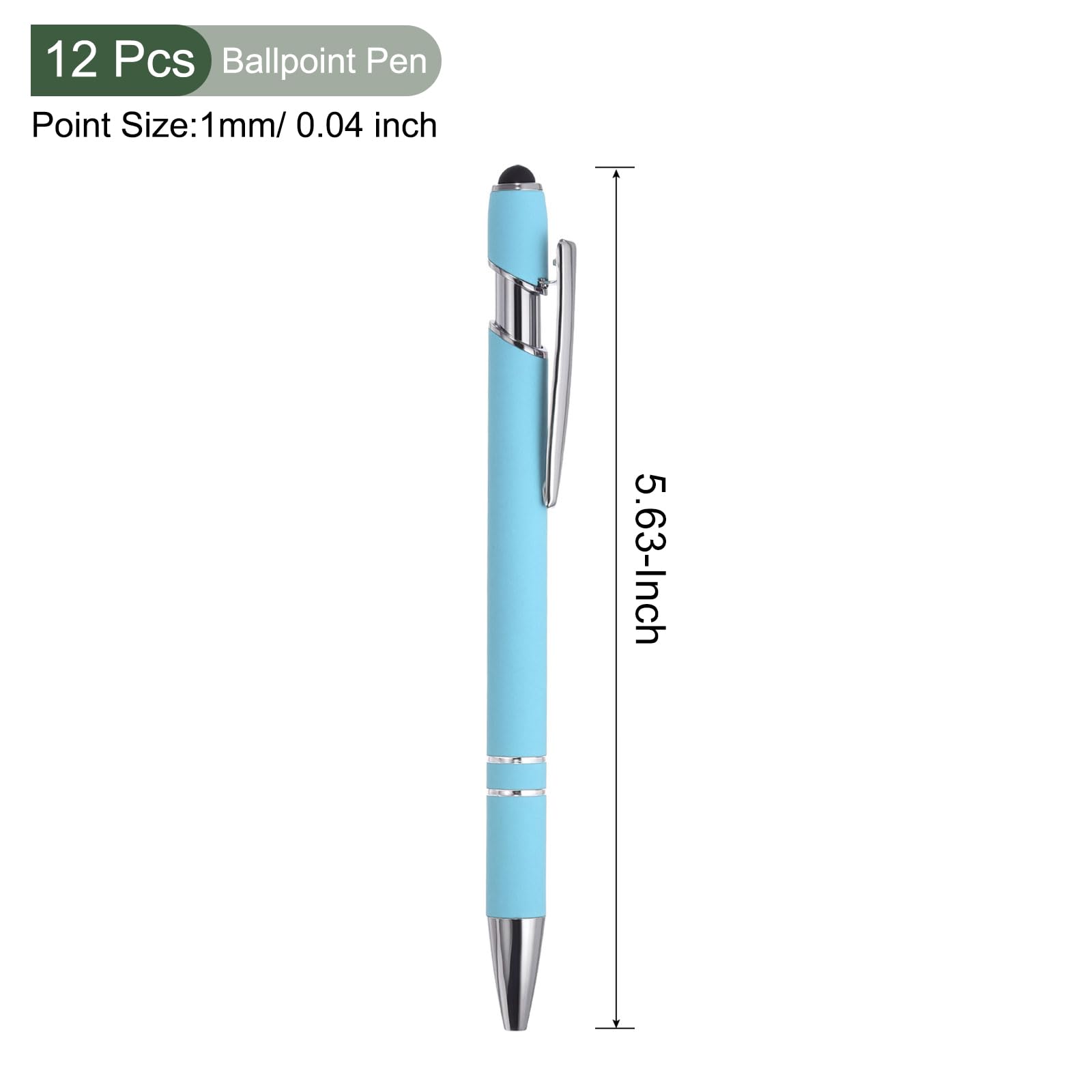 YOKIVE 12 Pcs Ballpoint Pen with Stylus Tip, 2 in 1 Black Ink Metal Stylus Pen 1.0mm Medium Point Style 1 - Image 2