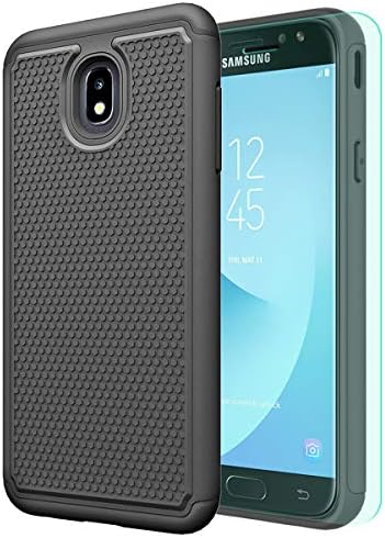 Galaxy J3 2018 Case,Galaxy J3 Achieve Case,Galaxy J3 Star Case,Galaxy Amp Prime 3/J3 V 3rd Gen Case with HD Screen Protector Huness Durable Armor Cover Phone Case for Samsung Galaxy J3 2018 (Black)
