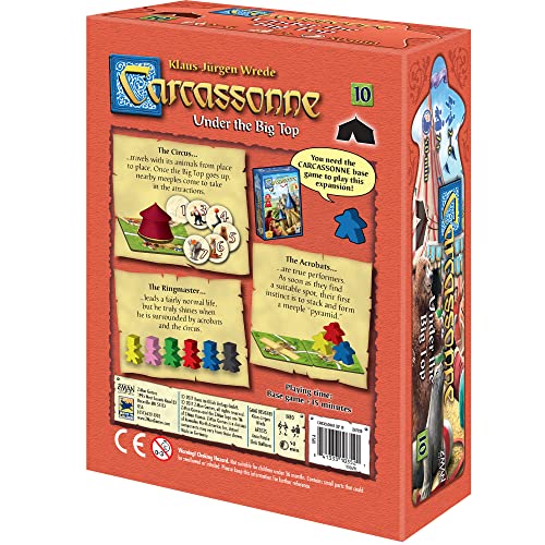 Carcassonne Under The Big Top Board Game Expansion 10 | Family Board Game | Board Game For Adults And Family | Strategy Board Game | Medieval Adventure Board Game | 2-6 Players | Made By Z-Man Games #TOP2