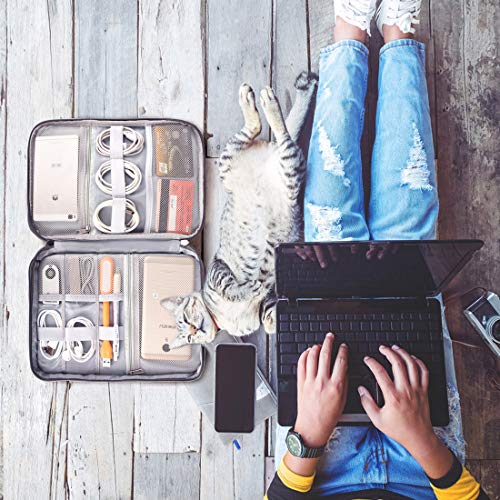 Kernorv Travel Cable Organizer Bag, Three-Layer Electronics Accessories Organizer Bag For Cables, Chargers, Power Bank, Mouse,Ipad, Phone, Kindle, Sd Card, Wires, Cords, And Accessories (Grey) #TOP3