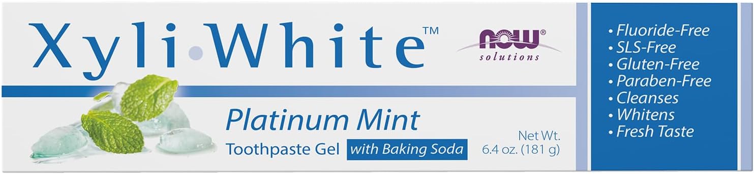 NOW Solutions, Xyliwhite™ Toothpaste Gel, Platinum Mint, Cleanses and Whitens, Fresh Taste, 6.4-Ounce