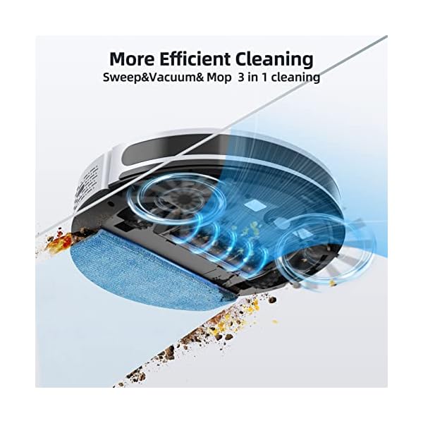 HONITURE Robot Vacuum and Mop Combo, 4000pa Strong Suction, G20 Robot Vacuum Cleaner with Self-Charging, 150Mins Max, App&Remote&Voice Control, Super-Slim, Ideal for Pet Hair - Image 4