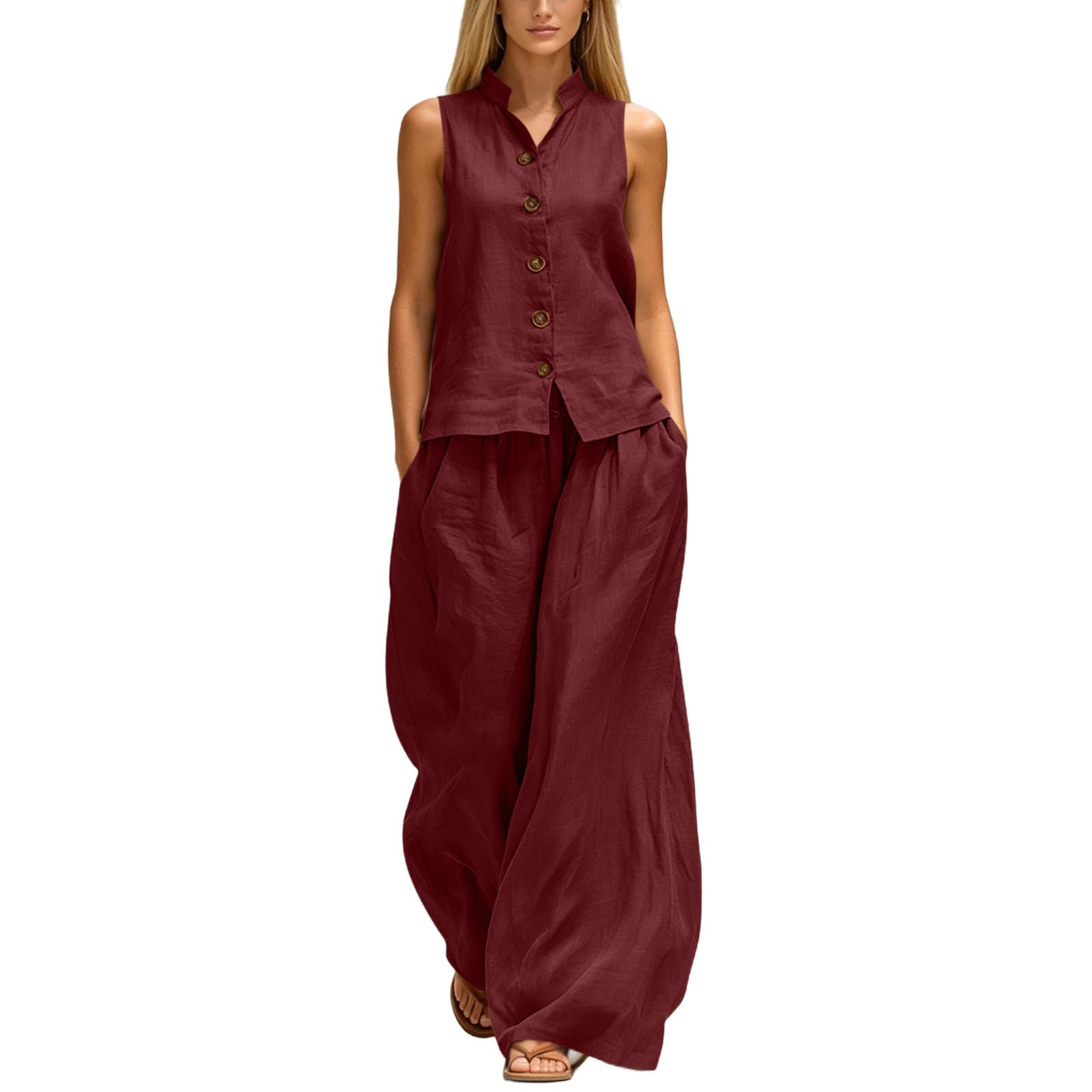 Ropa de descanso para mujer con estilo elegante y cómoda cintura elástica de verano 8