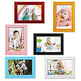Namalu 4 x 6 Picture Frames Set of 6, Colorful Rustic Retro Photo Frame Bulk with Hd Acrylic Wood Photo Frames, Wall Mount and Tabletop Display Family Friends Wedding Gift