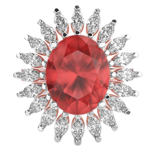 Bague moissanite et grenat rouge en argent 925 pour éviter les allergies et l'oxydation