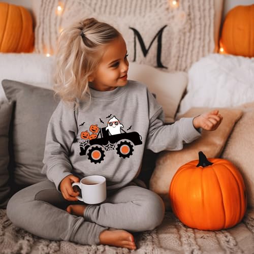Kids Halloween Sweatshirt Boys Girls Pumpkin Ghost Dinosaur Graphic Shirt Toddler Long Sleeve Outfit Tops2
