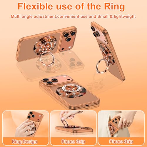 Image of Magnetic Phone Ring Holder for MagSafe Grip,[Super Magnet],Stylish 360 Rotation Cell Phone Grip Stand Finger Ring Kickstand for iPhone 17 16 15 14 Pro Max,iPad and Smartphones,Orange