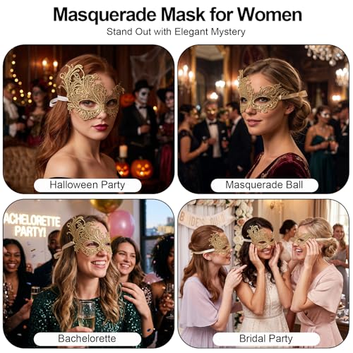 Image of Exlinonline Lace Masquerade Mask Elastic,Fit for Adult,Soft Gentle Material,Specially For Costume,Thememed Party