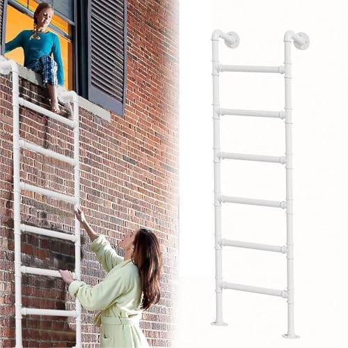 Gaommini Scala antincendio Bianca - Scala di Emergenza in Ferro battuto per impieghi gravosi Scala d'ingresso per Letto a Castello di Sicurezza - 124 cm/129 cm/140 cm/150 cm/165 cm(190cm/75in)