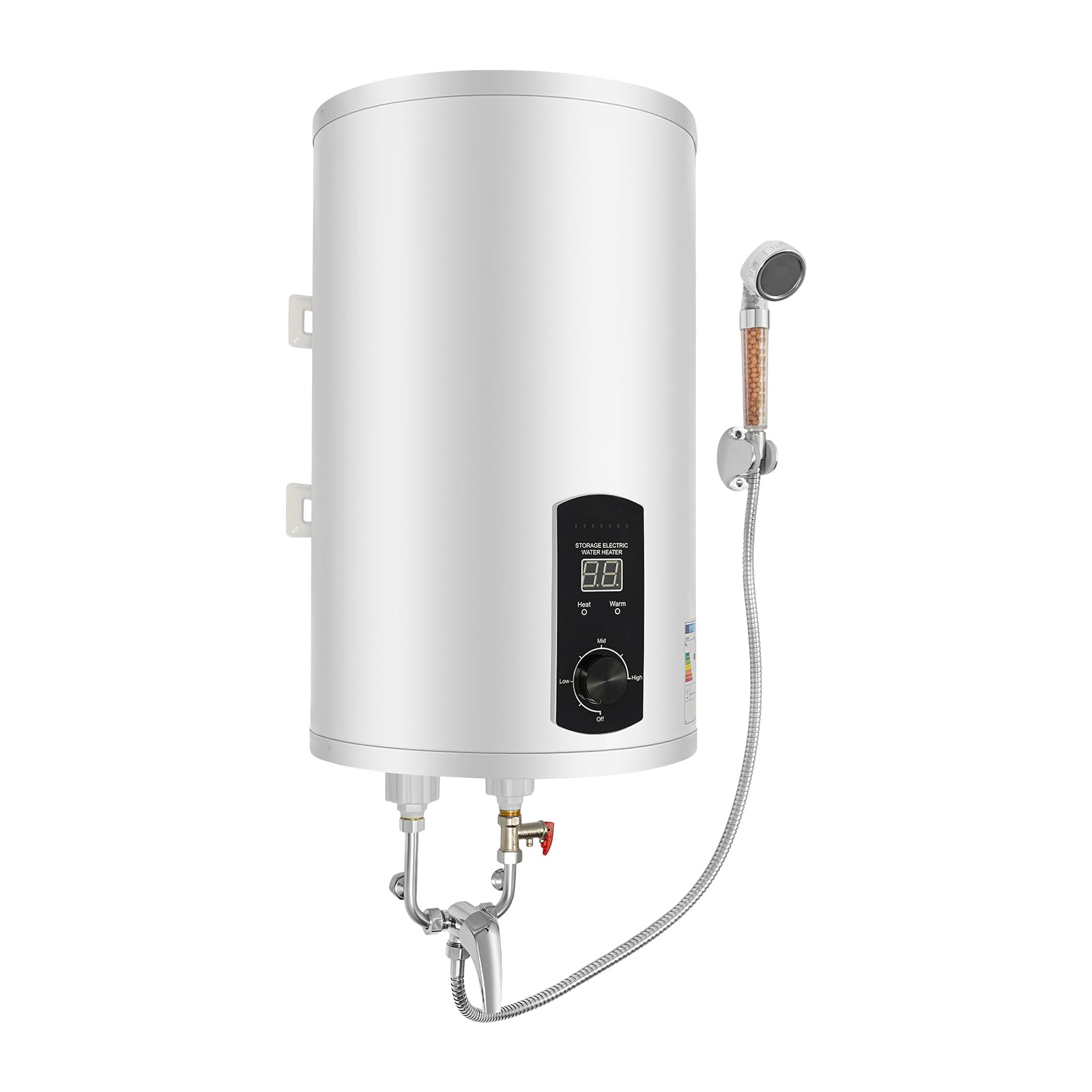 Scaldabagno elettrico da 30 l, 2000 W, da parete | Scaldabagno a temperatura regolabile da 25 a 75 °C, con rubinetto e doccetta, per cucine, servizi igienici