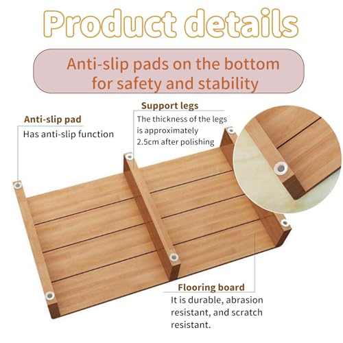 Taburete de madera maciza 40x30 cm resistente con plataforma de goma antideslizante 7