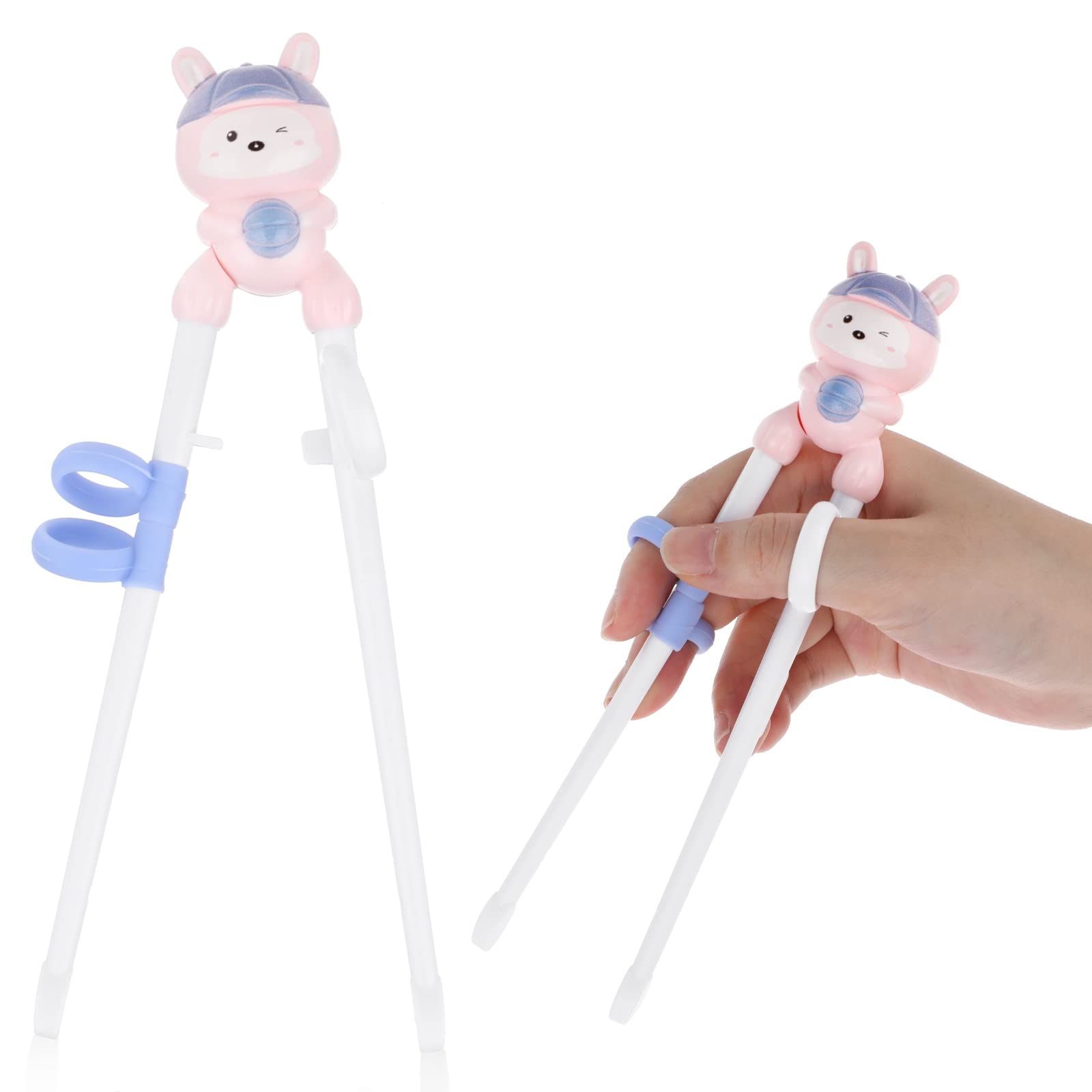 Cute Animals Training Chopsticks for Beginners Adults, Reusable Training Chopsticks with Chopstick Helper for Beginner Learning Chopstick (Rabbit)