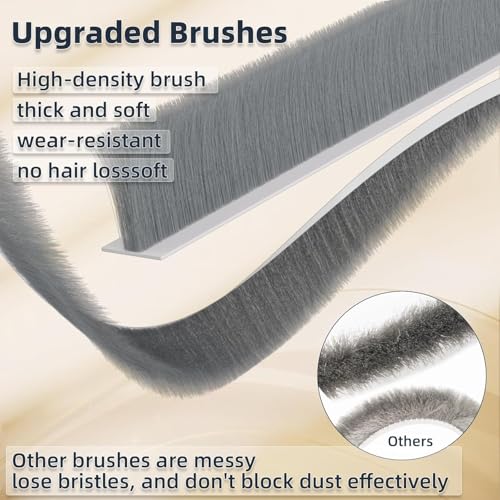 Image of Door Draft Stopper with Brush, Under Door Sweep for Exterior & Interior Doors, Weather Stripping Door Seal, Garage Window Blocker Noise Cold Air Insulation, Draft Guard (Brown(39 INCH))