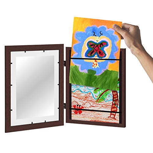 Image of Americanflat Kids Artwork Frame Changeable (Mahogany) - Magnetic Door Holds 100 Art Pieces - 8.5x11 Letter Size Display with Mat or 10x12.5 Without Mat - My Mini Masterpiece (Pack of 8)