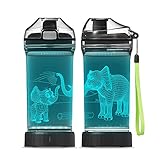 Elephant Gift, Light Up Kids Animal Water Bottle - 14 OZ 400ml Tritan BPA Free Eco Friendly - Cool Drink Bottles Gift for School Kids Boy Girl Child Men