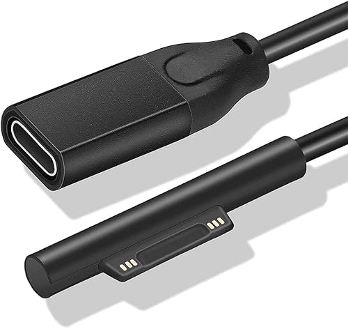 Cable de carga convertidor USB C para cargador Surface Pro 15 V 2.58a 44 W 1.6a 24 W apto para Surface Pro 3 4 5 6 7 X, portátil 123 Surface Go 12 y