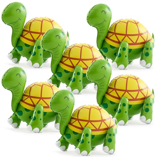 Image of 6 Pcs 4D Giant Turtle Balloon Walking Tortoise Inflatable Balloons Animal Standing Foil Balloons Birthday Party Supplies for Circus Forest Zoo Wildlife Theme Party Decorations