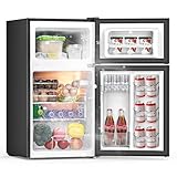Frostorm 3.2 Cu Ft Mini Fridge with Freezer - Energy Efficient, Double Door Upright Freezer for Bedroom, Office & Dorm,restaurants | Small Fridge, Glass Shelves,Interior Light,ETL Certified,etc