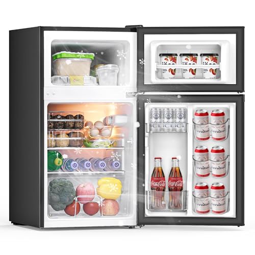 Frostorm 3.2 Cu Ft Mini Fridge with Freezer, Double Door