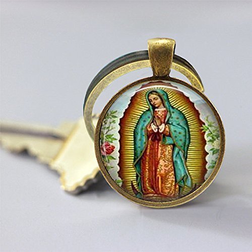 Our Lady of Guadalupe Key Chain, Virgin Mary Key Ring, Religious Catholic Art Keychain