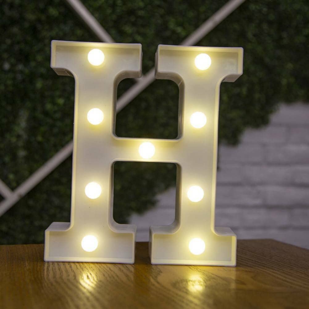 Lettre LED Blanche 16cm - Lumière Chaude - Piles AA - Pour Décoration Événement, Mariage, Anniversaire (Lettre A)