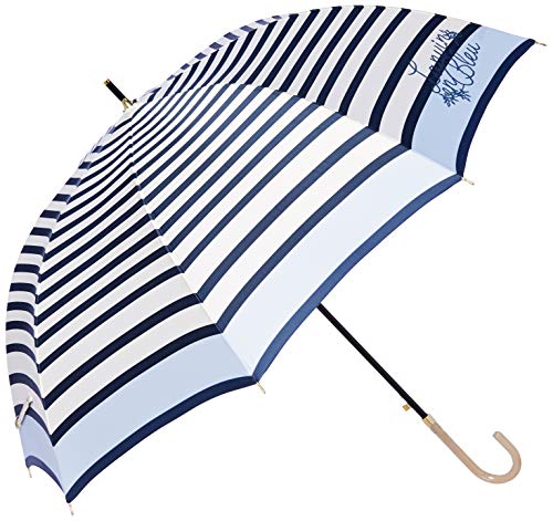 [ムーンバット] LANVIN en Bleu ランバンオンブルー 婦人長傘 ジャンプ 耐風仕様 ボーダー柄 グラスファイバー仕様 レディース サックスブルー 日本 親骨の長さ:60cm全長 : 約81cm 直径 : 約96cm重量 : 約325g (FREE サイズ)