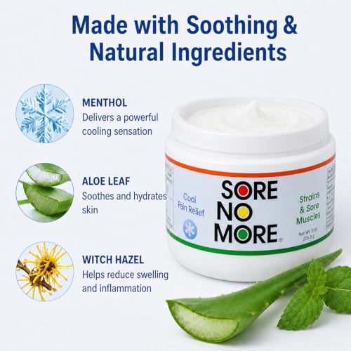 Image of Sore No More Cool Relieving Gel for Muscles & Joints Aches & Pains Associated with Strains, Bruises & Sprains | Absorbs Quickly with a Refreshing Lemon Aroma | 8 oz Jar