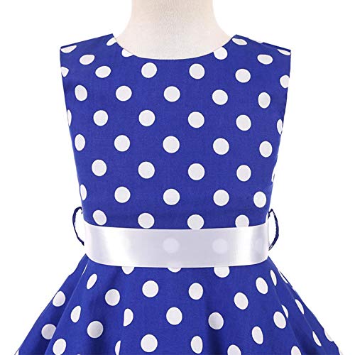 Girls 50s Vintage Polka Dot Flower Swing Rockabilly Prom Party Tea Dress Kids Audrey Wedding Formal Cocktail Evening Gown3