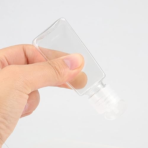 Miniatura 6 de JAPCHET 100 botellas de viaje de plástico transparente de 1 onza con tapa abatible, botellas recargables de tamaño de viaje, pequeños recipientes