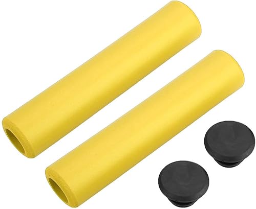 Miniatura 2 de Zerodis Empuñaduras de silicona para manillar de bicicleta, 1 par de empuñaduras de bicicleta, para la mayoría de MTB (amarillo)