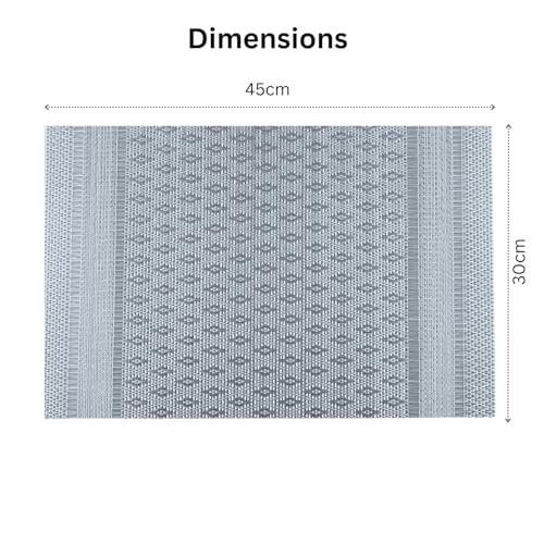 Image of Livmodern Premium PVC Dining Table Mats for 6 Seater| Woven PVC Placemats | Heat Resistant & Anti Skid Table Mats| Wipeable & Washable Set of 6-Grey Weave