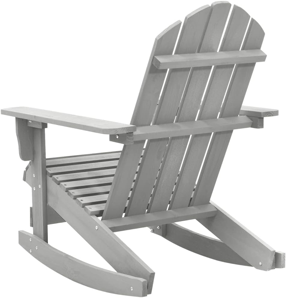 vidaXL Classic Outdoor Patio Rocking Chair - Durable Weather-Resistant Hardwood and Pinewood Construction - Stylish Gray Finish, for Porch, Garden, Lawn.