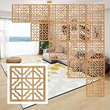 Set di 14 divisori in legno naturale e plastica, elegante divisorio da parete per casa e ufficio, paravento da appendere versatile per la privacy e la gestione dello spazio