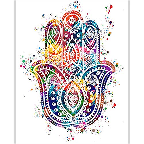 HNZKly Yoga Fátima Meditación De la Lona ​​Colorido Arte Respirar Mano De...