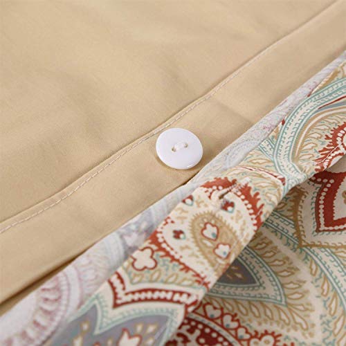 USTIDE 3-Piece Paisley Gold Duvet Cover Pillowcase Set Bedding Super Soft Egyptian Cotton Quilt Cover Bedding Bedroom Superking Size - Image 4