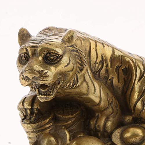 Tiger Statue Brass Feng Shui Ornament Money Lucky Coin Zodiac Animal Figurines Animal Model Table Top Decor For Office Bookshelf Gifts - Tiger #TOP3